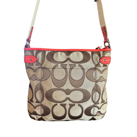 Coach Signature Crossbody with 2 Hangtags and Orange accent LNC with COA - Picture 6 of 15